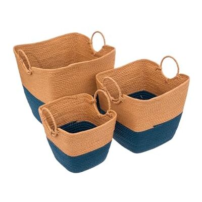 Avilia Set van 3 opbergmanden voor de slaapkamer set van 3 manden voor tijdschriften en speelgoed voor de woonkamer, wilgentenen 37 x 32,5 x 36 cm, 32 x 28 x 29,5 cm, 26,5 x 23 x 25 cm, blauw en beige Avilia Set van 3 opbergmanden voor de slaapkamer set van 3 manden voor tijdschriften en speelgoed voor de woonkamer, wilgentenen 37 x 32,5 x 36 cm, 32 x 28 x 29,5 cm, 26,5 x 23 x 25 cm, blauw en beige