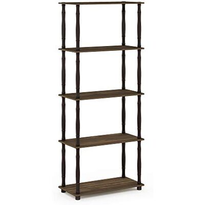 Furinno Besi 6-Tier industriële multifunctionele plank display rack met metalen frame, breed, finn eiken Furinno Besi 6-Tier industriële multifunctionele plank display rack met metalen frame, breed, finn eiken