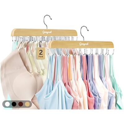 Gomyrod BH-hanger voor kast, tanktophanger met 20 haken, opvouwbare houten ruimtebesparende hanger, 360 ° draaibare kastorganisatoren en opslag voor slaapzaal en appartement voor beha-sjaalbanden (2 Gomyrod BH-hanger voor kast, tanktophanger met 20 haken, opvouwbare houten ruimtebesparende hanger, 360 ° draaibare kastorganisatoren en opslag voor slaapzaal en appartement voor beha-sjaalbanden (2