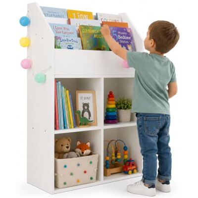 BAKAJI Boekenkast voor kinderkamer, frame van hout, met planken voor speelgoed, boeken en tijdschriften, modern design, meubels, kinderkamer, kleur wit (114 x 72 x 31 cm) BAKAJI Boekenkast voor kinderkamer, frame van hout, met planken voor speelgoed, boeken en tijdschriften, modern design, meubels, kinderkamer, kleur wit (114 x 72 x 31 cm)