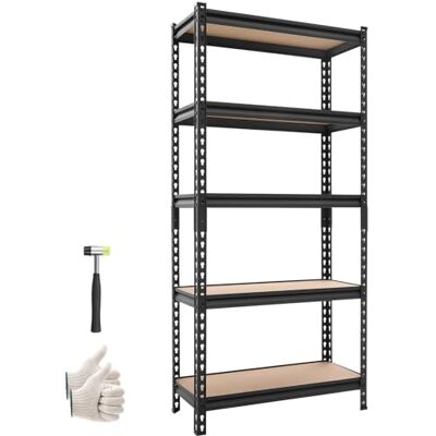 VEVOR Garagerek, metalen rek, 5 verstelbare MDF-planken, capaciteit 907 kg, multifunctioneel rek voor keuken, eetkamer, kelder en badkamer, 72 x 30,9 x 152 cm (b x d x h) VEVOR Garagerek, metalen rek, 5 verstelbare MDF-planken, capaciteit 907 kg, multifunctioneel rek voor keuken, eetkamer, kelder en badkamer, 72 x 30,9 x 152 cm (b x d x h)