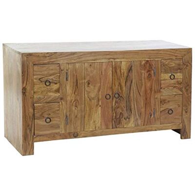 DRW Buffet met 2 deuren en 4 laden van massief acaciahout, naturel, 110 x 40 x 60 cm DRW Buffet met 2 deuren en 4 laden van massief acaciahout, naturel, 110 x 40 x 60 cm