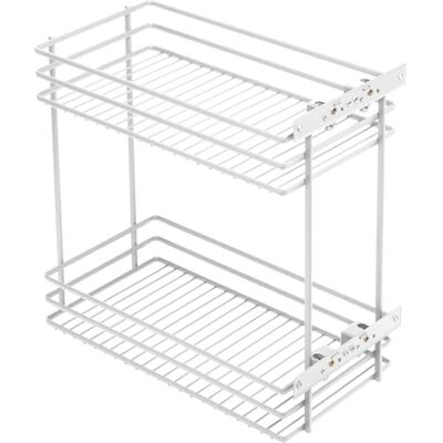 GTV Uittrekbare mand voor keuken MOVIX, 2 legplanken voor onderkast van 250 mm, zijdelingse montage, draagkracht 15 kg, gelakt staal, wit GTV Uittrekbare mand voor keuken MOVIX, 2 legplanken voor onderkast van 250 mm, zijdelingse montage, draagkracht 15 kg, gelakt staal, wit
