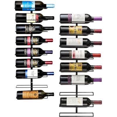 Sorbus Wijnrek voor wandmontage wijnrek met 18 niveaus, wandmontage voor wijnflessen, drank, champagne of badhanddoeken, zwart metalen wijnfleshouder voor thuisbar, wijnkeuken opslag, Sorbus Wijnrek voor wandmontage wijnrek met 18 niveaus, wandmontage voor wijnflessen, drank, champagne of badhanddoeken, zwart metalen wijnfleshouder voor thuisbar, wijnkeuken opslag,