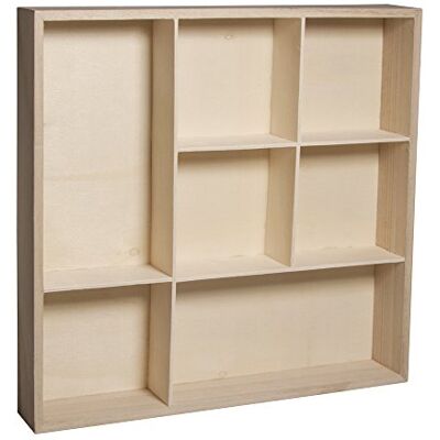 Rayher Hobby 62612000 Natuurlijke houten opbergdoos met 7 vakken Rayher Hobby 62612000 Natuurlijke houten opbergdoos met 7 vakken