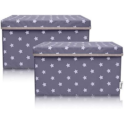 Lifeney Opbergbox Set met Deksel - Grijze Sterren Lifeney Opbergbox Set met Deksel - Grijze Sterren