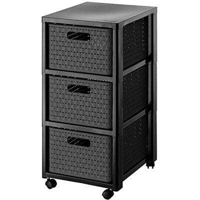 Rotho Country Rolcontainer met 3 lades in rotanlook, Kunststof (PP) BPA-vrij, antraciet, 3 x A4/18l (37.5 x 32.5 x 71.2 cm) Rotho Country Rolcontainer met 3 lades in rotanlook, Kunststof (PP) BPA-vrij, antraciet, 3 x A4/18l (37.5 x 32.5 x 71.2 cm)