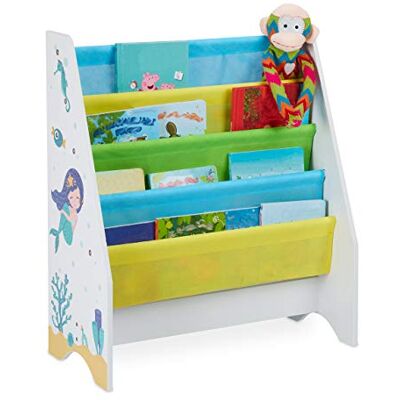 Relaxdays kinderboekenkast, 4 hangvakken, zeemeermin print, boekenkast kinderen, HBD: 71 62 x 29 cm, meerkleurig Relaxdays kinderboekenkast, 4 hangvakken, zeemeermin print, boekenkast kinderen, HBD: 71 62 x 29 cm, meerkleurig
