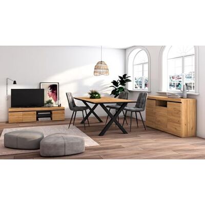 Moderne Meubelset SKRAUT HOME - TV-meubel, Buffet - Zwart, Eiken - Voor 10 Moderne Meubelset SKRAUT HOME - TV-meubel, Buffet - Zwart, Eiken - Voor 10