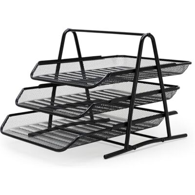 Waytex 931104 brievenbak van mesh, metaal, uittrekbaar, zwart, bureausorteerder met 3 niveaus, van metaaldraad, bureau-organizer voor documenten Waytex 931104 brievenbak van mesh, metaal, uittrekbaar, zwart, bureausorteerder met 3 niveaus, van metaaldraad, bureau-organizer voor documenten