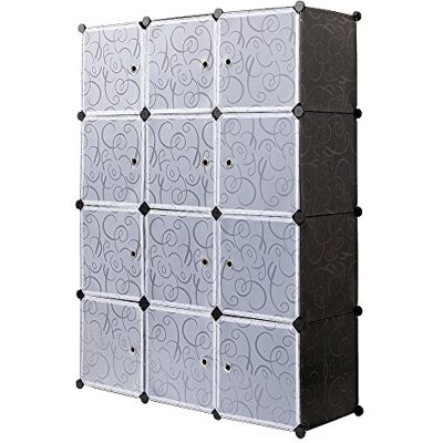 Meerveil Zwarte Kleerkast - PPYG001 - Kast, Kunststof, Zwart - Opbergruimte 12 Kubusjes Meerveil Zwarte Kleerkast - PPYG001 - Kast, Kunststof, Zwart - Opbergruimte 12 Kubusjes