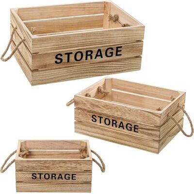 DRW Set van 3 opbergdozen van natuurlijk hout, 35 x 25 x 15 + 29 x 21 x 13 + 23 x 17 x 11 cm DRW Set van 3 opbergdozen van natuurlijk hout, 35 x 25 x 15 + 29 x 21 x 13 + 23 x 17 x 11 cm