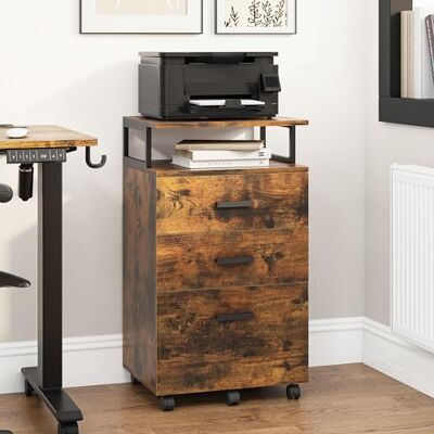 YITAHOME Mobiele archiefkast met wielen, rolcontainers met laden, bureaucontainer, ladekast, rolkast, ladecommode voor thuis en kantoor, 45,7 x 36 x 76,2 cm (vintage bruin) YITAHOME Mobiele archiefkast met wielen, rolcontainers met laden, bureaucontainer, ladekast, rolkast, ladecommode voor thuis en kantoor, 45,7 x 36 x 76,2 cm (vintage bruin)