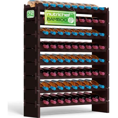 Nutrichef Stapelbaar Bamboe Wijnrek 8-laags 72 flessen Vrijstaand Rek Zonder Gereedschap Modulair Display voor Keuken & Kelder 85x25x107 cm Zwart Nutrichef Stapelbaar Bamboe Wijnrek 8-laags 72 flessen Vrijstaand Rek Zonder Gereedschap Modulair Display voor Keuken & Kelder 85x25x107 cm Zwart