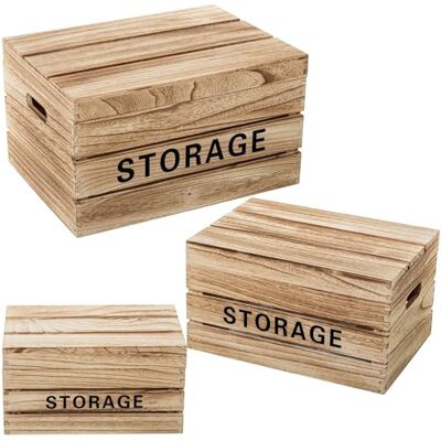 DRW Set van 3 opbergdozen met deksel van natuurlijk hout, 42 x 31 x 24 + 36 x 25 x 20 + 30 x 19 x 16 cm DRW Set van 3 opbergdozen met deksel van natuurlijk hout, 42 x 31 x 24 + 36 x 25 x 20 + 30 x 19 x 16 cm