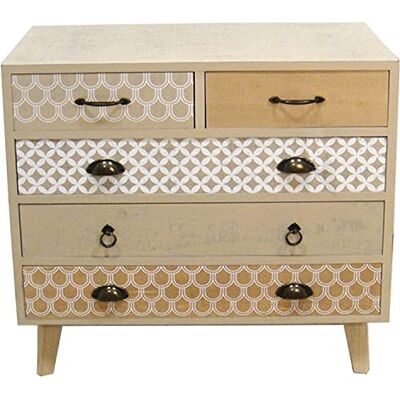 DRW Commode met 5 laden van natuurlijk hout, 80 x 35 x 76 cm DRW Commode met 5 laden van natuurlijk hout, 80 x 35 x 76 cm