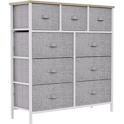 YITAHOME Brede ladekast met 9 laden, stoffen dressoirs met gemakkelijk trekhandvat, stevig stalen frame, opbergladen voor slaapkamer, kast, kleding, lichtgrijs YITAHOME Brede ladekast met 9 laden, stoffen dressoirs met gemakkelijk trekhandvat, stevig stalen frame, opbergladen voor slaapkamer, kast, kleding, lichtgrijs