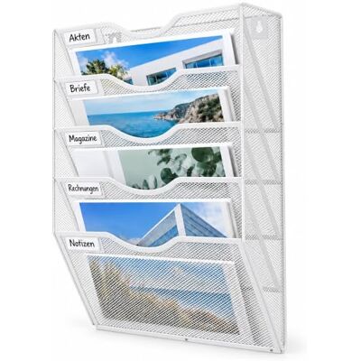 Relaxdays tijdschriftenrek, metaal, wandmontage, wit, 5 vakken Metaal, wandmontage, met vakken, magazinehouder Relaxdays tijdschriftenrek, metaal, wandmontage, wit, 5 vakken Metaal, wandmontage, met vakken, magazinehouder