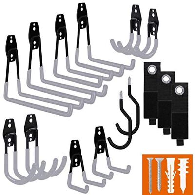 SMARTOLOGYBENEWY SMARTOLOGY Garage Hooks with Bike Hook & Extension Cord Organizer, 15 Pack Set Steel Multi-Tool Hanger, Heavy Duty Utility Storage Holder for Home & Warehouse Lawn Garden Tool Organizer SMARTOLOGYBENEWY SMARTOLOGY Garage Hooks with Bike Hook & Extension Cord Organizer, 15 Pack Set Steel Multi-Tool Hanger, Heavy Duty Utility Storage Holder for Home & Warehouse Lawn Garden Tool Organizer