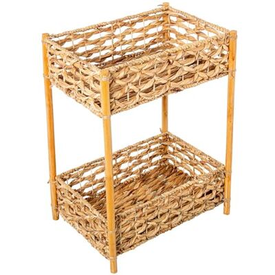 DRW Opbergrek met 2 manden van waterhyacint met houten poten in naturel, 31 x 44 x 60 cm DRW Opbergrek met 2 manden van waterhyacint met houten poten in naturel, 31 x 44 x 60 cm