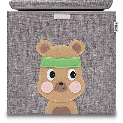Lifeney Opbergbak met deksel, beer, grijs - Opbergbak Lifeney Opbergbak met deksel, beer, grijs - Opbergbak