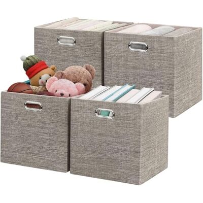 Posprica Opvouwbare opbergkubussen, open opbergdozen, zware stoffen containers, voor plank, laden, kast, kast 28 × 28 cm (set van 4, koffie) Posprica Opvouwbare opbergkubussen, open opbergdozen, zware stoffen containers, voor plank, laden, kast, kast 28 × 28 cm (set van 4, koffie)