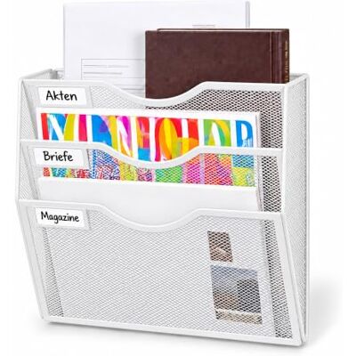 Relaxdays tijdschriftenrek, metaal, wandmontage, wit, 3 vakken Metaal, wandmontage, vakken, tijdschriftenhouder Relaxdays tijdschriftenrek, metaal, wandmontage, wit, 3 vakken Metaal, wandmontage, vakken, tijdschriftenhouder