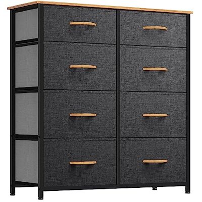 YITAHOME Ladekast met 8 laden, stoffen ladekast met gemakkelijk trekhandvat, stevig stalen frame, opbergladen voor slaapkamer, kinderkamer, kast, kleding, donkergrijs YITAHOME Ladekast met 8 laden, stoffen ladekast met gemakkelijk trekhandvat, stevig stalen frame, opbergladen voor slaapkamer, kinderkamer, kast, kleding, donkergrijs