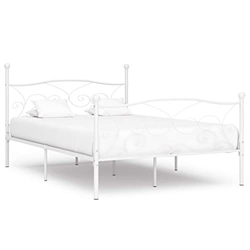 TEKEET Bedden & Accessoires-Bedframe met lattenbodem Wit Metaal 120x200 cm-Meubels