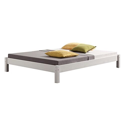 IDIMEX Futonbed Taifun van massief grenen in wit, mooi bed van 140 x 200 cm, praktisch bedframe met houten poten