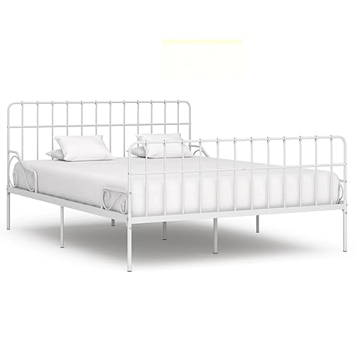 TEKEET Bedden & Accessoires-Bedframe met lattenbodem Wit Metaal 200x200 cm-Meubels