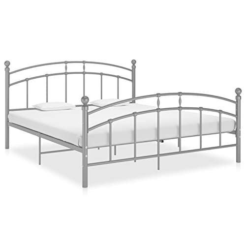 ZEYUAN Bedframe grijs metaal 140x200 cm, metalen bedframe eenpersoons, volwassen eenpersoonsbed, simulatie eenpersoonsbed