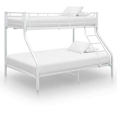 Camerina Stapelbedframe, wit metaal, 140 x 200 cm, stapelbed, bedframe, stapelbed, stapelbedplank, slaapkamermeubels (SPU:287903)