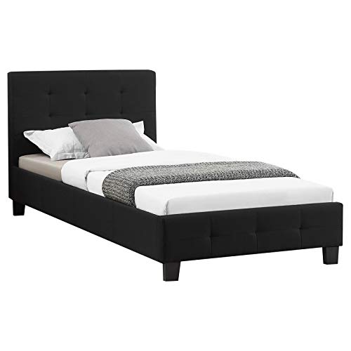 CARO-Möbel Gestoffeerd bed Ohio bedframe 90 x 200 cm eenpersoonsbed designbed inclusief lattenbodem stoffen bekleding in zwart