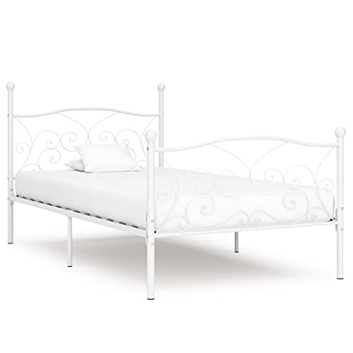 DCRAF Nice Bedden & Accessoires Bedden & Bedframes-Bedframe met lattenbodem Wit Metaal 100x200 cm