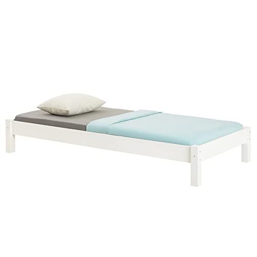 IDIMEX Futonbed Taifun van massief grenen in wit, mooi bed van 90 x 190 cm, praktisch bedframe met houten poten