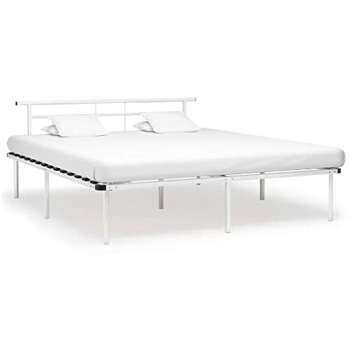 TECHPO Bedden & Bedframes Bedframe Wit Metaal 200x200 cm Meubels