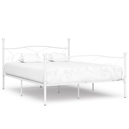 TEKEET Bedden & Accessoires-bedframe met lattenbodem wit metaal 180x200 cm 6FT Super King-meubels