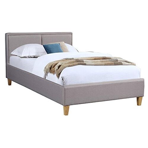 CARO-Möbel Gestoffeerd bed Anais bedframe eenpersoonsbed 120x200 cm designbed inclusief lattenbodem, stoffen bekleding in grijs antraciet