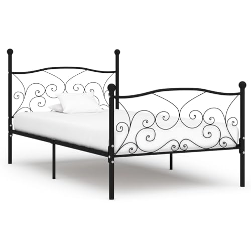 TEKEET Bedden & Accessoires-Bedframe met lattenbodem Zwart Metaal 90x200 cm-Meubels