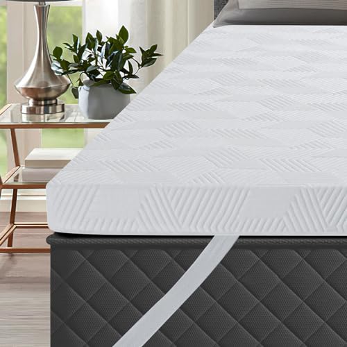 Autsel Topper 180 x 200 cm, traagschuim, 7,5 cm hoogte, matrastopper, antislip onderkant, matrastopper, voor matrassen en boxspringbed, wit