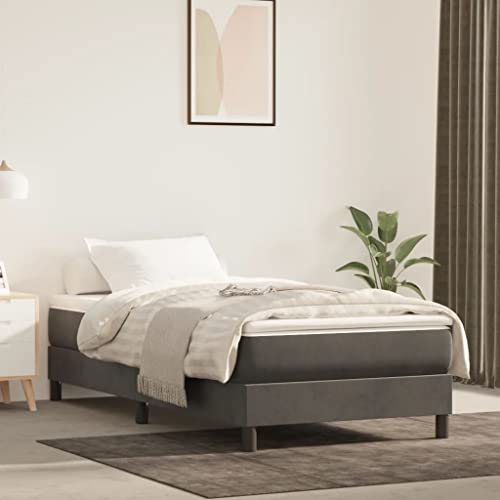 ZEYUAN Bedframe met matras donkergrijs, 90 x 190 cm, fluweel, bedframe, bedframe, moderne bedframe (SPU:3144304)