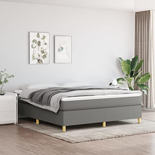 LAPOOH Bedframe met veer met matras, donkergrijs, 160 x 200 cm, stof, bedframe, bedframe, modern bedframe (SPU:3144531)