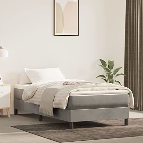 ZEYUAN Bedframe met matras lichtgrijs, 90 x 190 cm, fluweel, bedframe, bedframe, moderne bedframe (SPU:3144303)