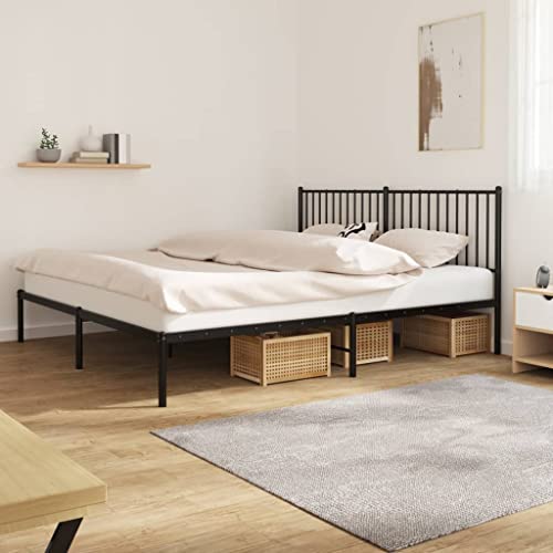 TALCUS Bedden en accessoires, bedden en bedframes, metalen bedframe met hoofdeinde zwart 183x213 cm