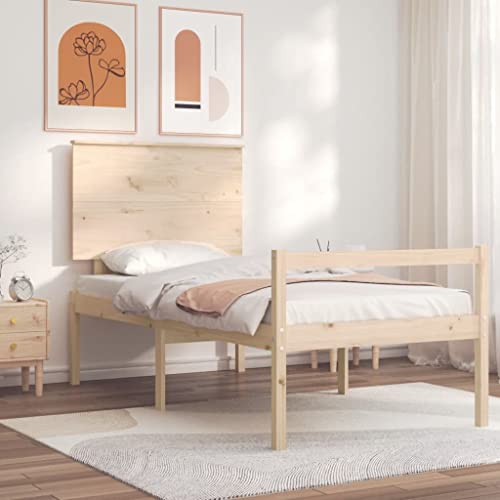 DCRAF Mooie bedden en accessoires Bedden en bedframes-bedframe met hoofdeinde kleine eenpersoonskamer massief hout