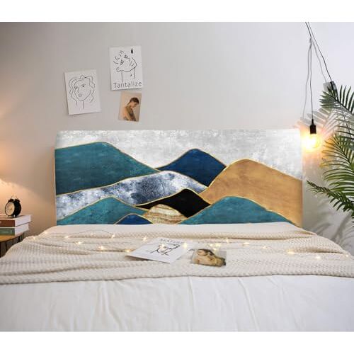 VUT Moderne Stijl Zachte Hoofdbordhoezen Hoes, Blauwe Stretch Bedhoofdbordhoezen, Stofdichte Beschermhoes Voor Hoofdbord In Meerdere Maten(Size:180CM,Color:B)