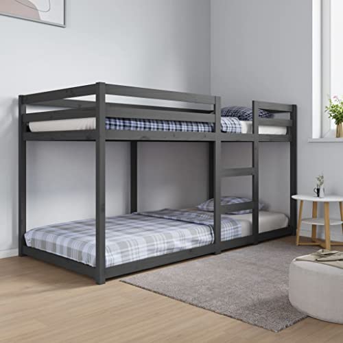 TEKEET Nice Bedden & Accessoires Bedden & Bedframes-Stapelbed Grijs 90x200 cm Massief Hout Grenen