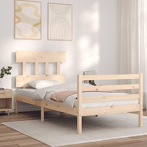 TEKEET Mooie bedden en accessoires Bedden en bedframes-bedframe met hoofdeinde kleine eenpersoonskamer massief hout