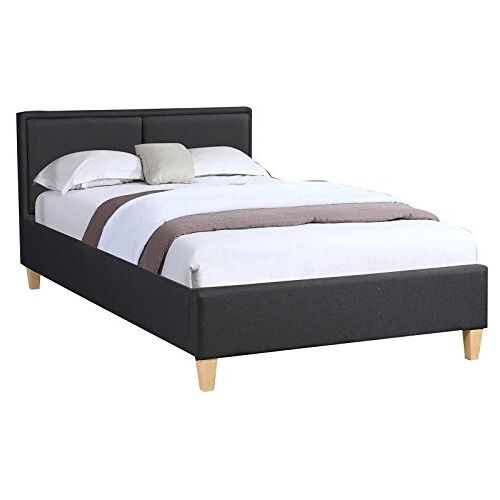 CARO-Möbel Gestoffeerd bed Anais ledikant eenpersoonsbed 120x200 cm designbed inclusief lattenbodem, stoffen bekleding in zwart